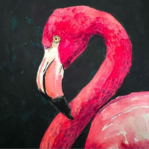 Original Watercolor Pink Flamingo Profile - Picture 1 of 5
